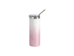 Vaso delgado de acero inoxidable Puffy Cloud de 20 oz / 600 ml con pajita (blanco y rosa degradado)