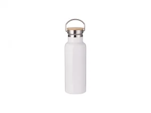Sublimation 500ml/17oz Portable Bamboo Lid Stainless Steel Bottle (White)