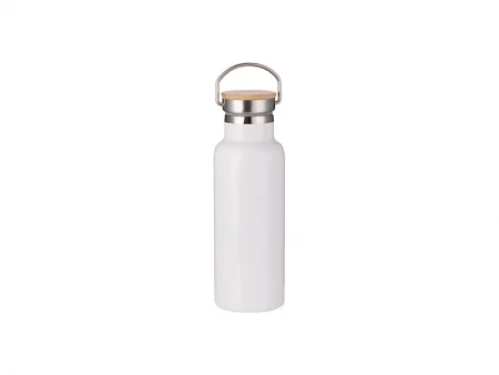 Sublimation 500ml/17oz Portable Bamboo Lid Stainless Steel Bottle (White)