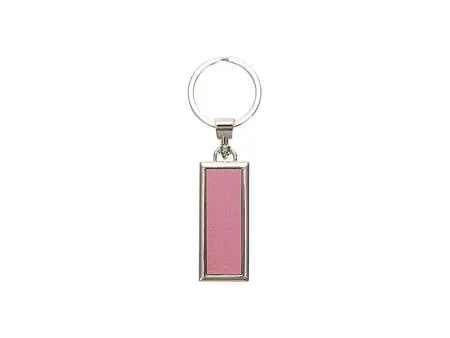 Engraving Blanks Metal Keyring  w/ Engravable Leather (Rect, Double-Sides Pink)